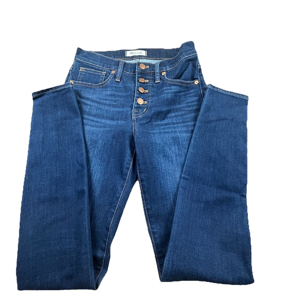Madewell 9" Mid-Rise Skinny Wom Jeans Dark Wash Button Fly Size 26T Casual - Picture 6 of 16
